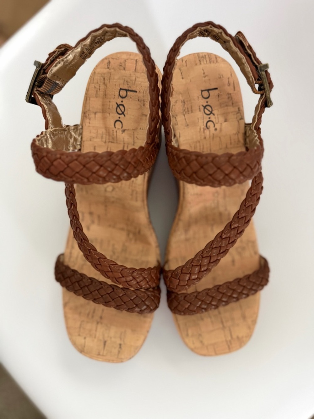boc Braided Brown Cork Wedge Sandals - Picture 2 of 6